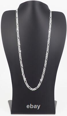 Solid 925 Sterling Silver Figaro Chain Necklace 7.8mm, 20 Long Made In Italy