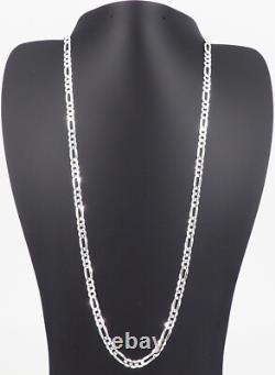 Solid 925 Sterling Silver Figaro Chain Necklace 7.8mm, 20 Long Made In Italy