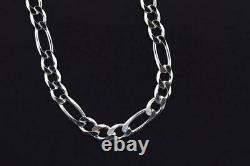Solid 925 Sterling Silver Hip Hop 8mm FIGARO 20-26 Chain Necklace Italian Made