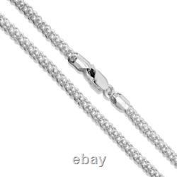 Solid 925 Sterling Silver Italian 3mm Popcorn Chain Necklace Made in Italy