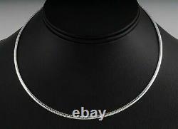 Solid 925 Sterling Silver Italian Flat Omega Chain Choker Necklace Made in Italy