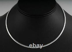 Solid 925 Sterling Silver Italian Flat Omega Chain Choker Necklace Made in Italy