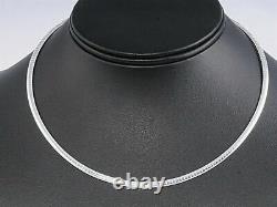 Solid 925 Sterling Silver Italian Flat Omega Chain Choker Necklace Made in Italy