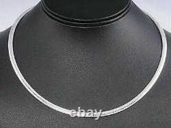 Solid 925 Sterling Silver Italian Flat Omega Chain Choker Necklace Made in Italy