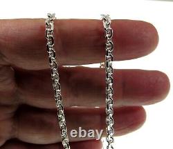 Solid 925 Sterling Silver Italian Men's Anchor / Cable Link Chain, Made in Italy