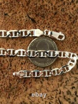 Solid 925 Sterling Silver Men's 6mm Mariner's Link Chain Made In ITALY 18-30