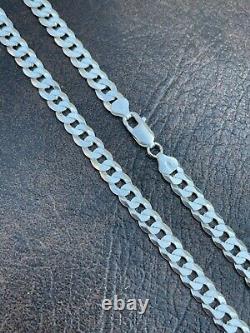 Solid 925 Sterling Silver Men's Miami Cuban Link Chain Necklace 8mm ITALIAN MADE