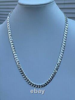 Solid 925 Sterling Silver Men's Miami Cuban Link Chain Necklace 8mm ITALIAN MADE