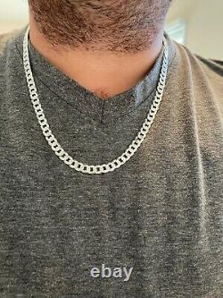 Solid 925 Sterling Silver Men's Miami Cuban Link Chain Necklace 8mm ITALIAN MADE