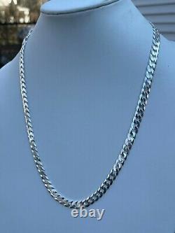 Solid 925 Sterling Silver Men's Miami Cuban Link Chain Necklace 8mm ITALIAN MADE
