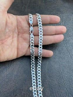 Solid 925 Sterling Silver Men's Miami Cuban Link Chain Necklace 8mm ITALIAN MADE