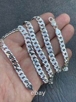 Solid 925 Sterling Silver Men's Miami Cuban Link Chain Necklace 8mm ITALIAN MADE