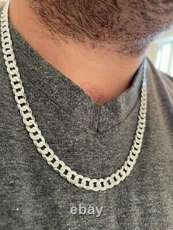 Solid 925 Sterling Silver Men's Miami Cuban Link Chain Necklace 8mm ITALIAN MADE