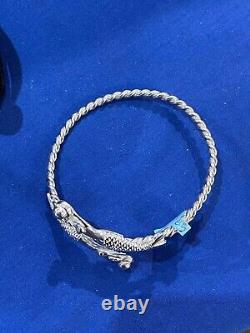 Solid 925 Sterling Silver Mermaids Bangle. UK Made and Fully Hallmarked