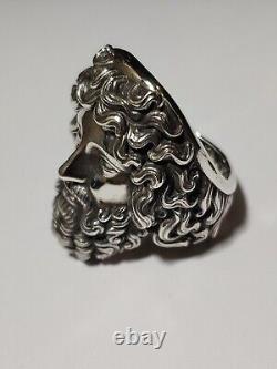 Solid 925 Sterling Silver Ring Zeus Ring 23 Grams Size 11.75 Made In USA