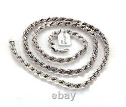 Solid 925 Sterling Silver Rope Chain Made in Italy Necklace 30 5.2mm wide