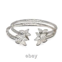 Solid. 925 Sterling Silver Starfish Bangles (Pair) (Made in USA)