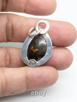 Solid Australian Boulder Opal Artisan Made Sterling Silver Pendant. A30a
