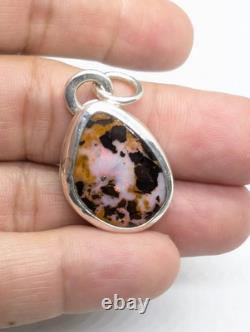 Solid Australian Boulder Opal Artisan Made Sterling Silver Pendant. A30a