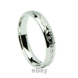 Solid Silver Celtic Claddagh Wedding Band Ring Made in Ireland Celtic Jewellery