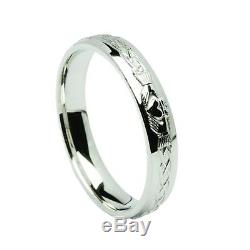 Solid Silver Mens Claddagh Wedding Band Ring Made in Ireland Celtic Jewellery