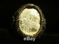 Solid Silver and Bronze Mens Dragon Ring Custom Made never worn