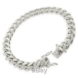Solid Sterling Silver 10mm Miami Cuban Curb Link. 925 Bracelet 9, Made In Italy