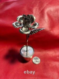 Solid Sterling Silver 900 Vintage Hand Made Flower in a Pot 60.40 Grams