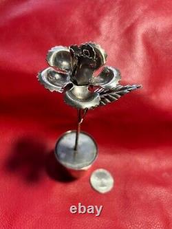 Solid Sterling Silver 900 Vintage Hand Made Flower in a Pot 60.40 Grams