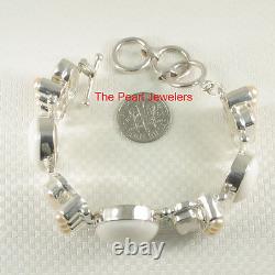 Solid Sterling Silver. 925 Made with Biwa Pearls & Cubic Zirconia Bracelet TPJ