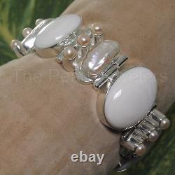 Solid Sterling Silver. 925 Made with Biwa Pearls & Cubic Zirconia Bracelet TPJ