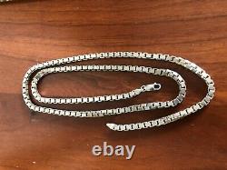 Solid Sterling Silver Heavy Box Necklace Chain 30 Long Made In Italy