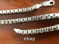 Solid Sterling Silver Heavy Box Necklace Chain 30 Long Made In Italy