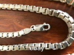 Solid Sterling Silver Heavy Box Necklace Chain 30 Long Made In Italy