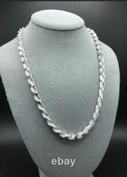 Solid Sterling Silver Italian Rope Chain 925 22 Necklace 7mm Made In Italy