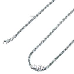 Solid Sterling Silver Italian Rope Chain Mens 925 Necklace 3.2mm Made In Italy