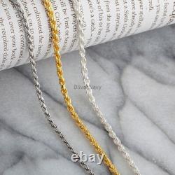 Solid Sterling Silver Italian Rope Chain Mens 925 Necklace 3.2mm Made In Italy