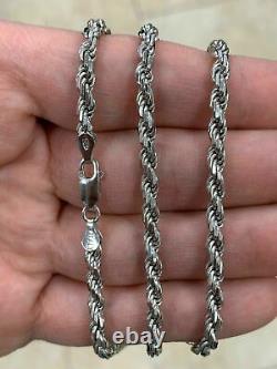 Solid Sterling Silver Italian Rope Chain Mens 925 Necklace 3.5mm Made In Italy