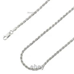 Solid Sterling Silver Italian Rope Chain Mens 925 Necklace 3.5mm Made In Italy
