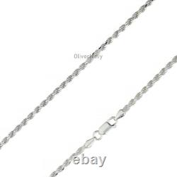 Solid Sterling Silver Italian Rope Chain Mens 925 Necklace 3.5mm Made In Italy Solid Sterling Silver Italian Rope Chain Mens 925 Necklace 3.5mm Made In Italy