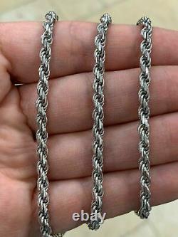 Solid Sterling Silver Italian Rope Chain Mens 925 Necklace 3.5mm Made In Italy