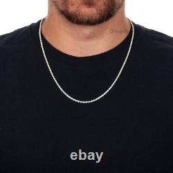Solid Sterling Silver Italian Rope Chain Mens 925 Necklace 3.5mm Made In Italy
