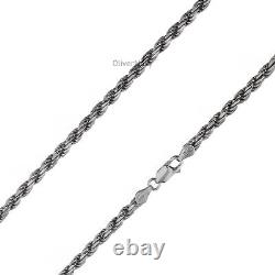 Solid Sterling Silver Italian Rope Chain Mens 925 Necklace 4mm Made In Italy