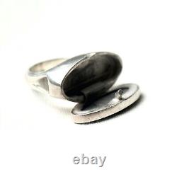 Solid Sterling Silver Locket Poison Statement Ring Slate Stone Artisan Made