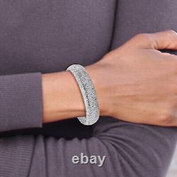 Solid Sterling Silver Polished and Textured Bracelet 7.5 Made In Italy