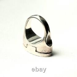 Solid Sterling Silver Slate Stone Locket Poison Ring Artisan Custom Made