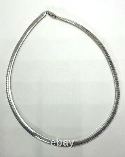 Solid Well Made Italian Sterling Silver 925 Flat Omega Chain Necklace