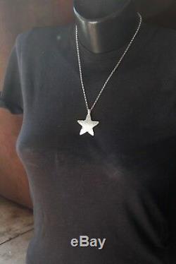 Solid star pendant HAND BEATEN STERLING SILVER NECKLACE London Made Hallmarked