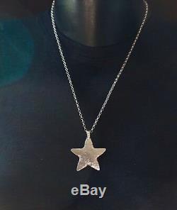 Solid star pendant HAND BEATEN STERLING SILVER NECKLACE London Made Hallmarked