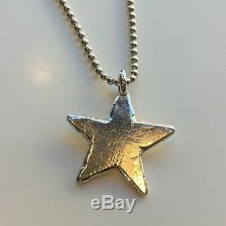 Solid star pendant HAND BEATEN STERLING SILVER NECKLACE London Made Hallmarked